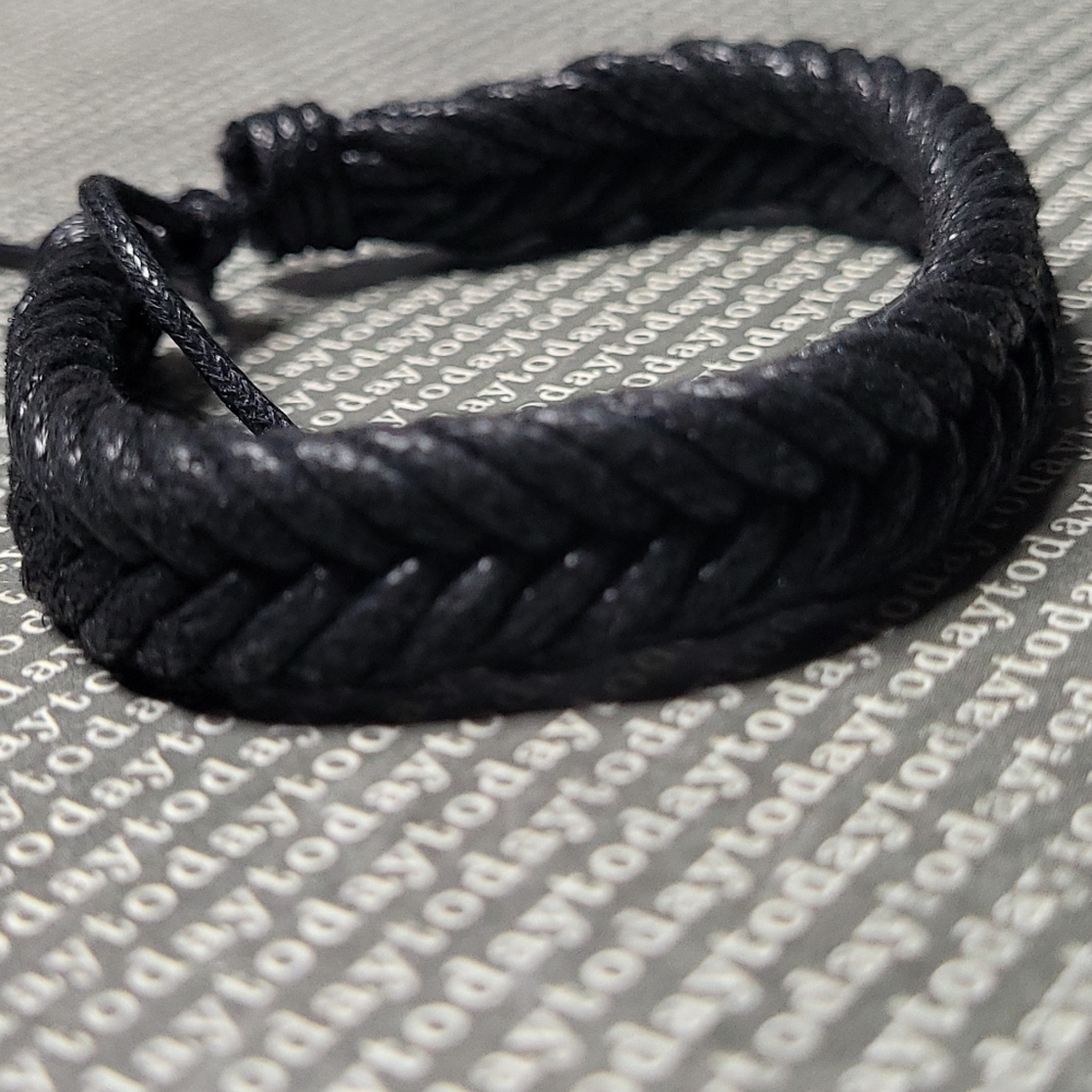 Black Braided Leather Bracelet
